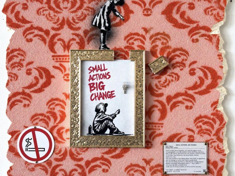 BREAKING THE FRAME
Mart Signed Italian, 1988 | 2026 | Mixed media on reclaimed wall fragment, stencil and spray paint